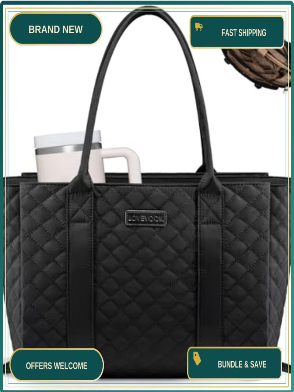 LOVEVOOK Laptop Tote Bag for Women Fits 15.6 Inch Laptop Work Teacher Bag